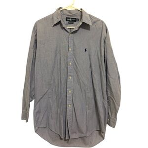 Ralph Lauren Yarmouth Blue White Pinstripe Button Down Shirt Men’s 15.5 32/33